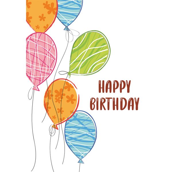 Geburtstag Karte mit Umschlag,  bunte Luftballons Happy Birthday