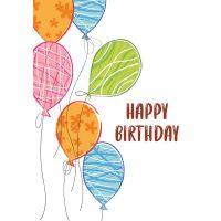 Geburtstag Karte mit Umschlag,  bunte Luftballons Happy...