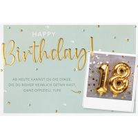18. Geburtstag Karte mit Umschlag, unverpackt, Ab heute...