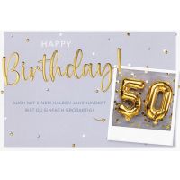 50. Geburtstag Karte mit Umschlag, unverpackt, Halbes...
