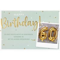 60. Geburtstag Karte mit Umschlag, unverpackt, 40 mit 20...
