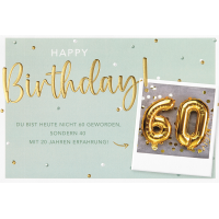 60. Geburtstag Karte mit Umschlag, unverpackt, 40 mit 20...
