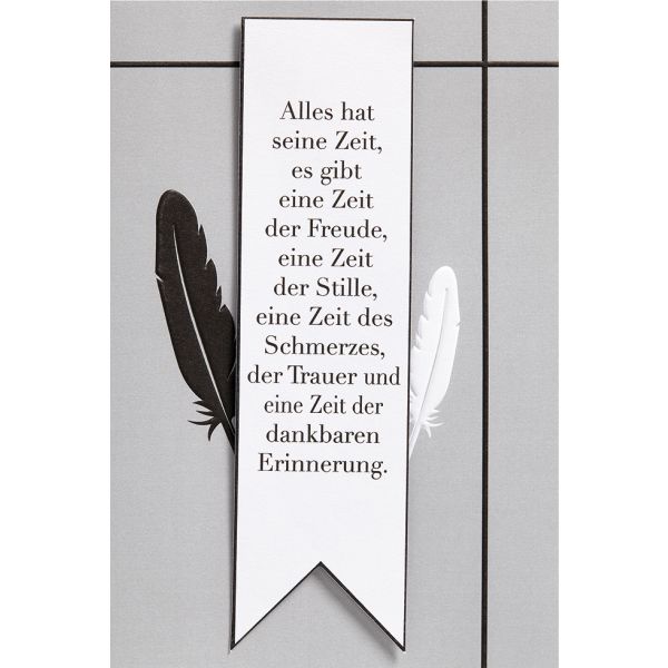 Trauer Beileid Kondolenz Karte mit Umschlag, unverpackt, Eine Zeit Federn
