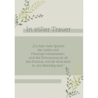 Trauer Beileid Kondolenz Karte mit Umschlag, In stiller...