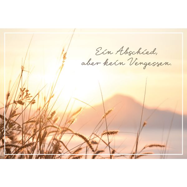 Trauer Beileid Kondolenz Karte mit Umschlag,  Sonnenuntergang Ein Abschied aber kein vergessen