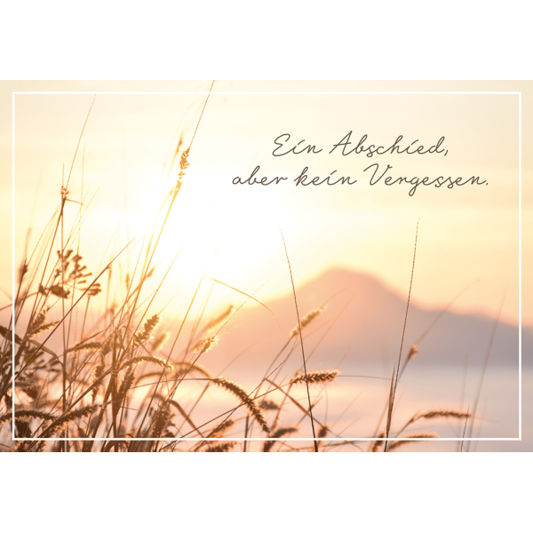 Trauer Beileid Kondolenz Karte mit Umschlag,  Sonnenuntergang Ein Abschied aber kein vergessen