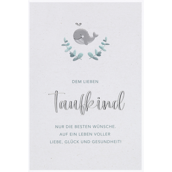 WBdesignz Taufkarte Mit Umschlag – Elegantes Design Mit Eukalyptus Blätterkranz (125 X 125 Mm, Made In Germany)