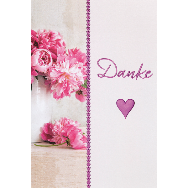 Danke  unverpackte Grußkarte mit Umschlag Blumen Danke