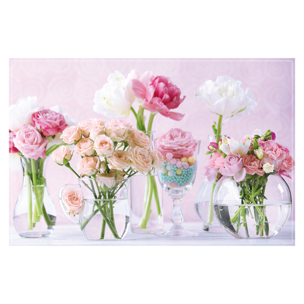 Ohne Text Karte mit Umschlag, unverpackt, Blumen in Vasen