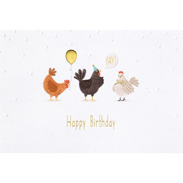 Geburtstag Karte mit Umschlag, unverpackt, Hühner Happy Birthday