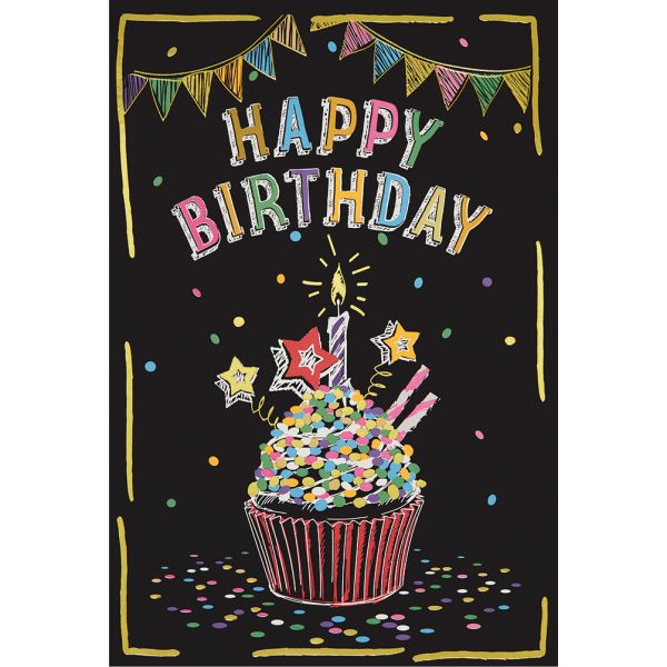 Geburtstag Karte mit Umschlag,  Muffin Happy Birthday Kerze Girlande