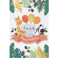 Geburtstag Karte mit Umschlag,  Giraffe Elefant Zebra...