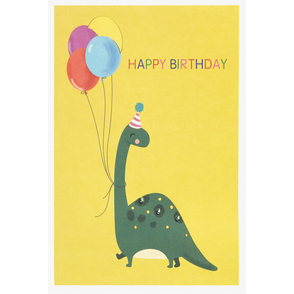 Geburtstag Karte mit Umschlag,  Dinosaurier Luftballons Happy Birthday Kindergeburtstag
