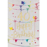 40. Geburtstag Karte mit Umschlag, Glitter, Glitzer...