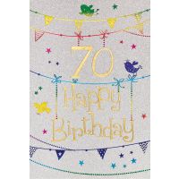 70. Geburtstag Karte mit Umschlag, Glitter, Glitzer...