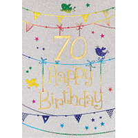 70. Geburtstag Karte mit Umschlag, Glitter, Glitzer...