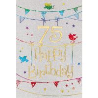 75. Geburtstag Karte mit Umschlag, Glitter, Glitzer...