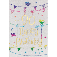 90. Geburtstag Karte mit Umschlag, Glitter, Glitzer...