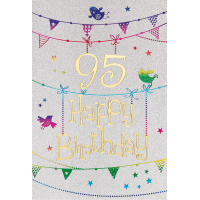 95. Geburtstag Karte mit Umschlag, Glitter, Glitzer...
