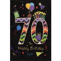 70. Geburtstag Karte mit Umschlag,  Geschenke Kerzen...