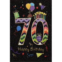 70. Geburtstag Karte mit Umschlag,  Geschenke Kerzen...