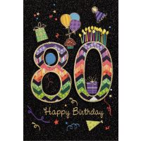 80. Geburtstag Karte mit Umschlag,  Geschenke Kerzen...