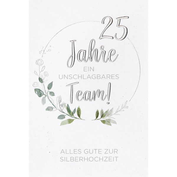 WHITE COTTON CARDS Glückwunschkarte 25. Hochzeitstag – Handgefertigt, Silberfarben, 16x16 Cm – Mit Umschlag