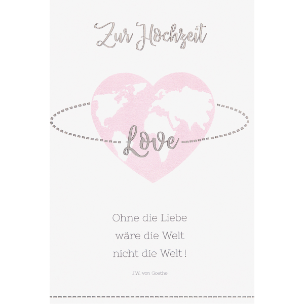 Hochzeit Karte mit Umschlag, unverpackt, Herz Weltkugel LOVE
