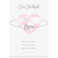 Hochzeit Karte mit Umschlag, unverpackt, Herz Weltkugel LOVE