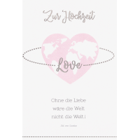 Hochzeit Karte mit Umschlag, unverpackt, Herz Weltkugel LOVE