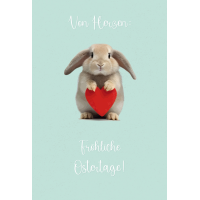 Ostern Karte mit Umschlag, unverpackt, Hase Herz Von...