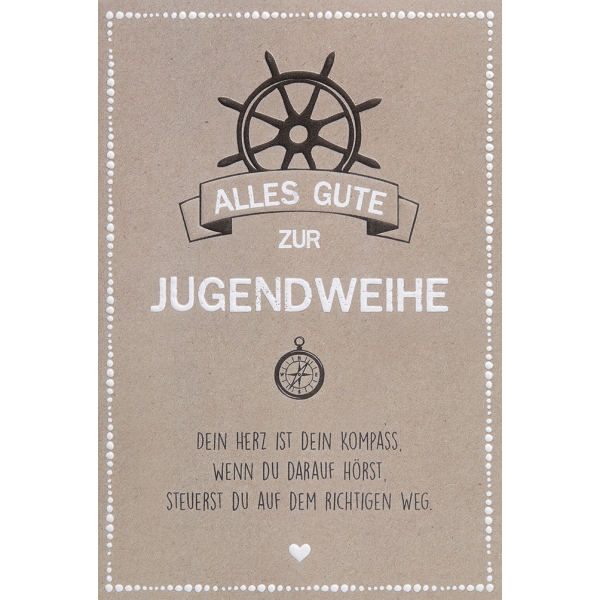 Jugendweihe Karte mit Umschlag, unverpackt, Steuerrad Kompass