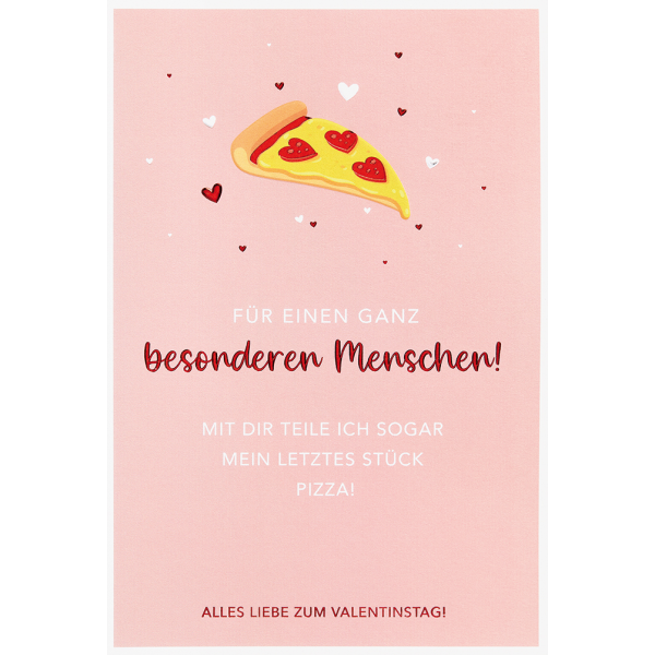 Valentinstag Karte mit Umschlag, unverpackt, besonderer Mensch Pizza