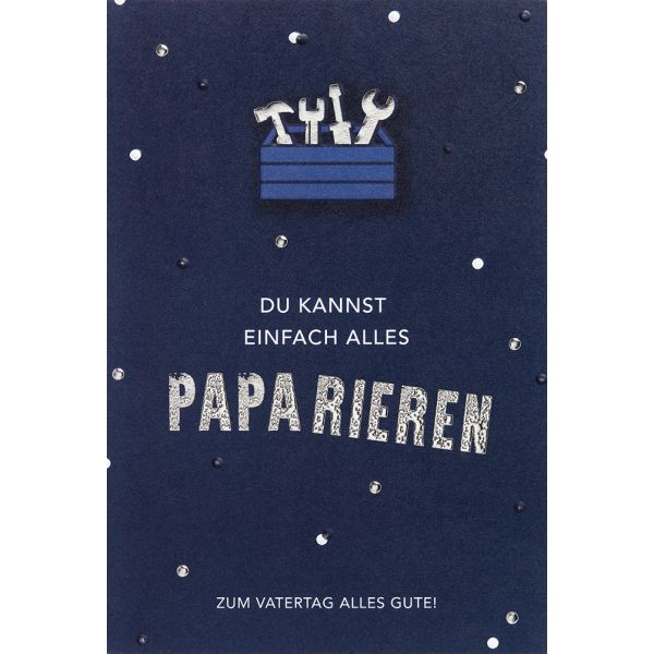 Vatertag  Papa rieren Werkzeugkasten Du kannst einfach alles Glückwunschkarte mit Briefumschlag