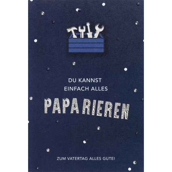 Vatertag  Papa rieren Werkzeugkasten Du kannst einfach alles Glückwunschkarte mit Briefumschlag