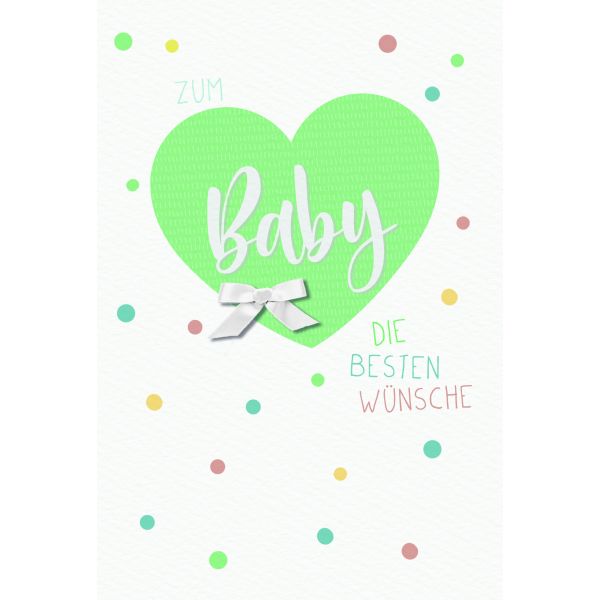 Geburt Baby Freudiges Ereignis  Karte mit Briefumschlag Schriftkarte mit weißer Schrift