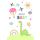 Geburt Baby Freudiges Ereignis  Karte mit Briefumschlag Dinosaurier, Heißluftballon, Flugzeuge, Sonne, Wolken, Sterne