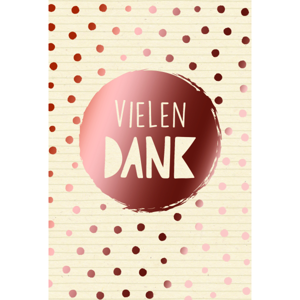 A Danke Green Line Karte mit Briefumschlag Vielen Dank mit roségoldener Metallicfolie