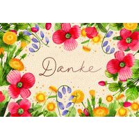Danke Green Line Karte mit Briefumschlag Blumen mit...