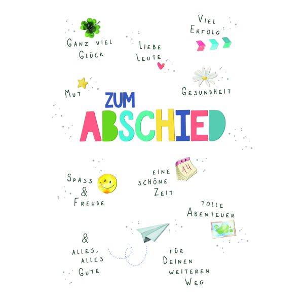 Abschied  Karte mit Briefumschlag Schriftkarte, mit Blindprägung