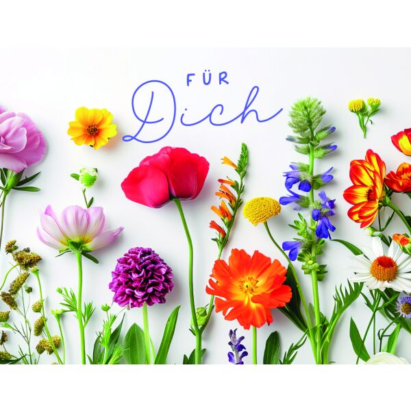 Allgemeine Wünsche Minikarte Karte mit Briefumschlag Für Dich bunte Blumen