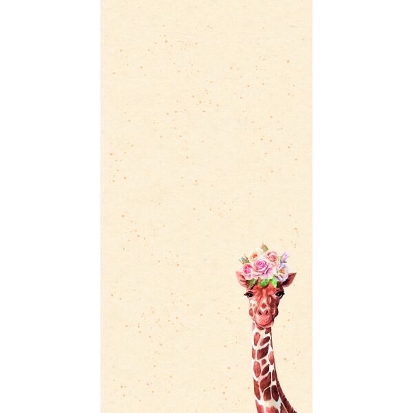 Notizblock Zuckerrohrpapier DIN Lang Giraffe mit Blumen, 60 Blatt
