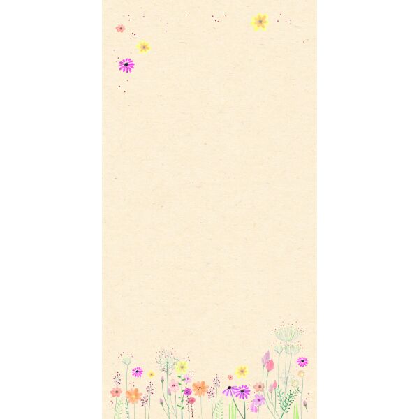 Notizblock Zuckerrohrpapier DIN Lang Blumenwiese, 60 Blatt