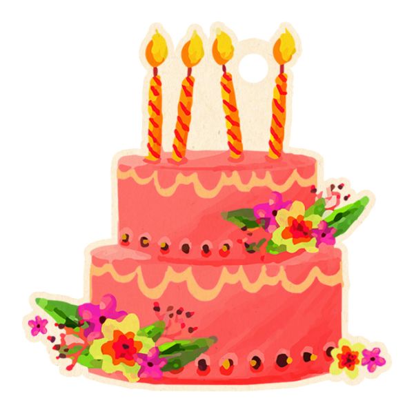 Geschenkanhänger Green Line Laser Art 5er Set Torte mit Kerze