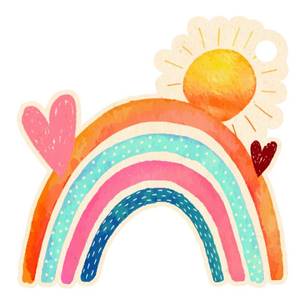 Geschenkanhänger Green Line Laser Art 5er Set Regenbogen, Sonne, Herz