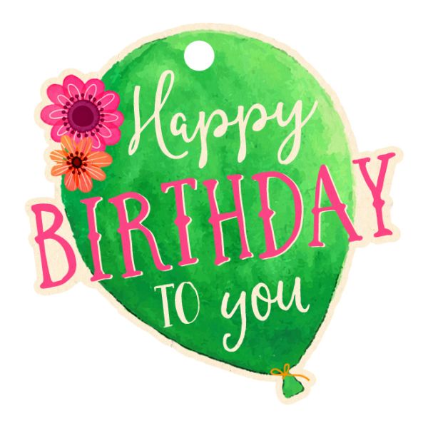 Geschenkanhänger Green Line Laser Art 5er Set Luftballons Happy Birthday to you