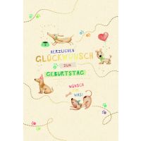 Geburtstag Green Line Karte mit Briefumschlag Hunde,...