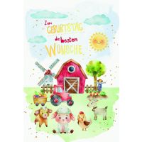 Kindergeburtstag  Karte mit Briefumschlag Bauernhof,...