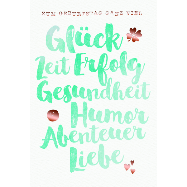 Geburtstag  Karte mit Briefumschlag Ganz viele gute Wünsche