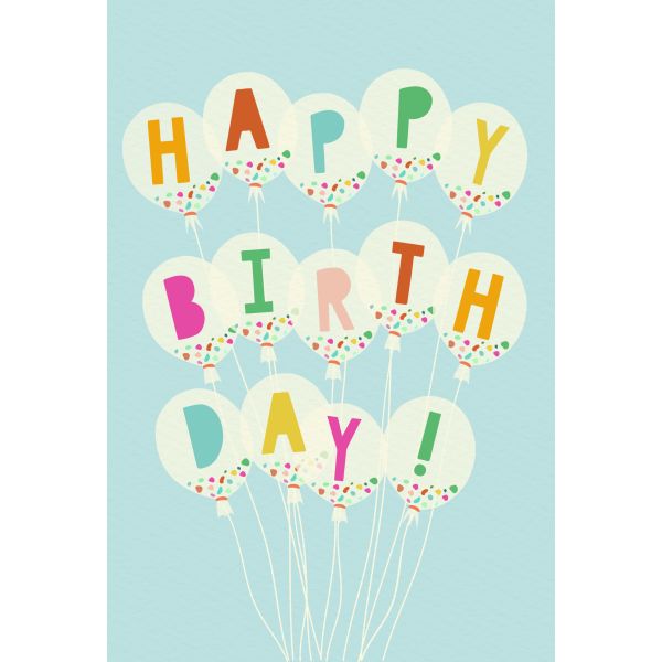 Geburtstag  Karte mit Briefumschlag Luftballons mit Buchstaben, Happy Birtday!